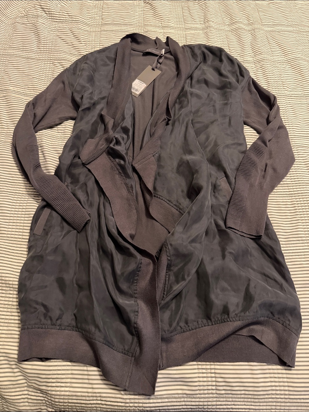 Women's Open-Front Charcoal Gray Cardigan Sweater